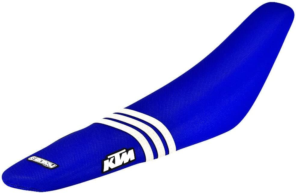 Striped Seat Cover - Compatible Fit for 2023 KTM SX-SXF 125-450 Logo #352 (All Blue/White Stripes TLD)