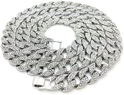 Cadena cubana de plata CZ Miami de 8, 9, 20, 24, 30 o 36 pulgadas de largo estilo Hip Hop par usar como brazalete o collar para hombre