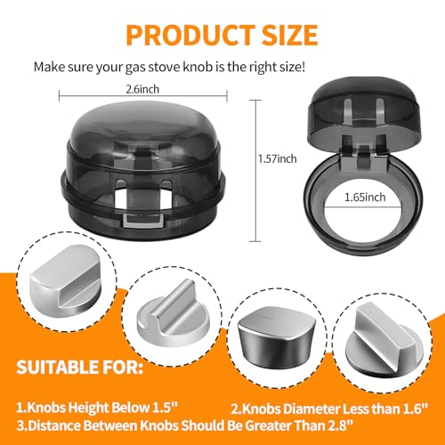 Gas Stove Knob Covers – Heat-Resistant Baby Proof Stove Knob Covers, Universal Size Gas Stove Knob Locks, Stove Child Proof Knobs with Adhesive, Stove Safety Guard for Kids Toddler Pet(4 Pack) - Thumbnail 2