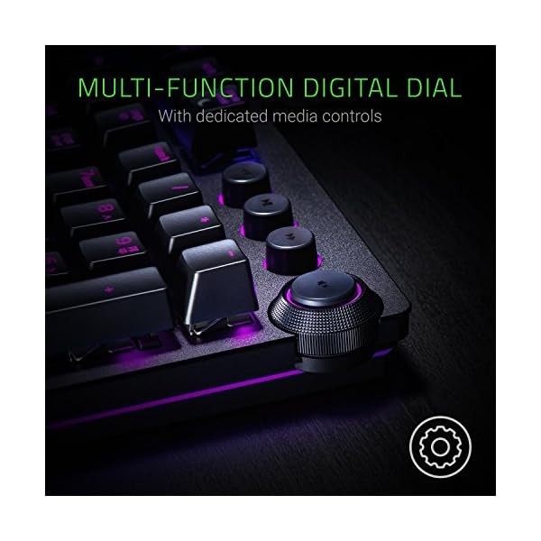 Razer Huntsman Elite (Purple Switch) - Gaming Keyboard with Opto-Mechanical Key (Multi-function Numeric Button, Integrated Hybrid Memory, RGB Chroma, Ergonomic Wrist Rest) - UK Layout | Black - Image 6
