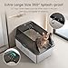 Tripamin 15” XL Stainless Steel Cat Litter Box Enclosure, XXL Stainless Steel High Sides with Lid, Extra Large Metal Cat Litter Box (Translucent Black, XX-Large)