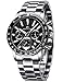 Produktbild MEGALITH Herrenuhr Chronographen Herren Armbanduhr Silber Edelstahl Wasserdicht Uhren fur Männer Schwarz Ziffernblatt Designer Business Uhr Leuchtende Analog Datum