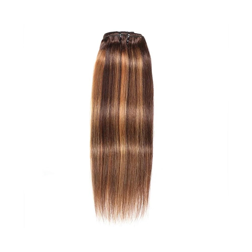 Clip-in-Extensions for glattes Haar for Frauen, brasilianisches Echthaar, unbehandeltes Echthaar, mit 18 Clips, Double Lace Weft, 100 g Easy Installation and Removal(18inch)