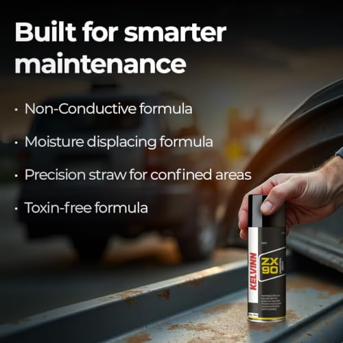 Image of KELVINN ZX90 Universal Spray 400ml, Multi Purpose Lubricant Rust Remover Metal Cleaner Surface Protector, Stops Squeaks Frees Stuck Parts Corrosion Protection for Home Automotive Industrial Use
