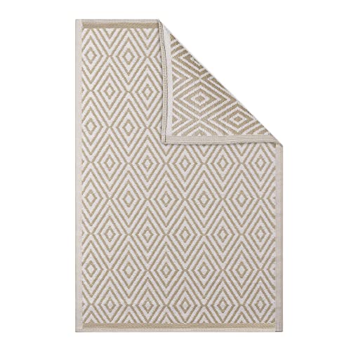 JEMIDI Terrassenteppich Außenteppich 120x180cm Balkonteppich Terrasse Balkon Outdoorteppich Teppich Garten Außen Outdoor Läufer Gartenteppich (Beige)