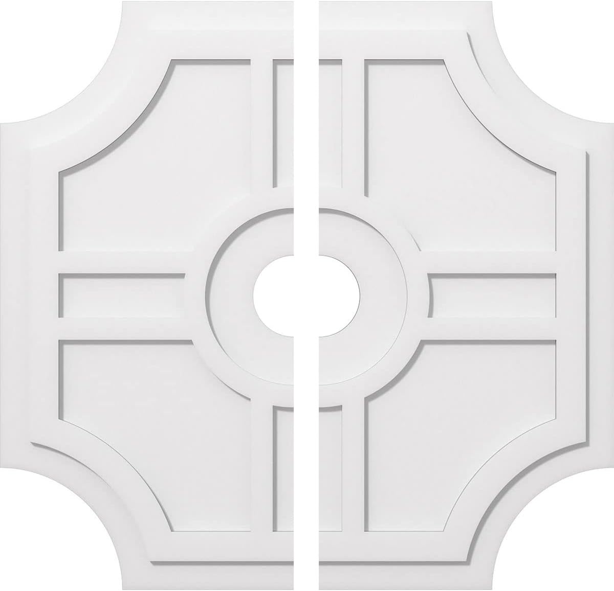 Ekena Millwork CMP36HS2-05000 Haus Architectural Grade PVC Contemporary, Two Piece Urethane Ceiling Medallions 36"OD x 5"ID x 12"C x 1"P