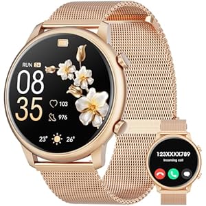 Smartwatch Damen, 1.39″ Zoll Touchscreen Smart Watch mit Bluetooth Anrufe, Uhr Damen Herren mit 140+ Sportmodi SpO2 Pulsuhr Schlafmonitor Schrittzähler, Armbanduhr für Android iOS