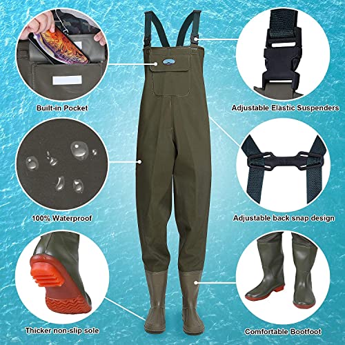 ENJOHOS Wathose Anglerhose Hose mit Stiefel Watstiefel Watt Anglerhose Fischerhose Teichhose - Image 4