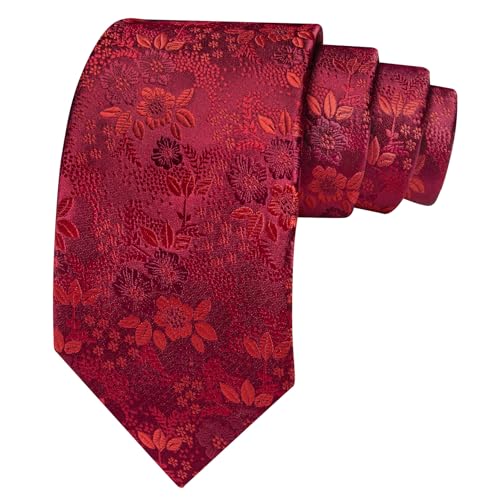 Image of Barry.Wang Men Tie Set Floral Paisley Silk Necktie Pocket Square Cufflinks Formal Wedding Party Business