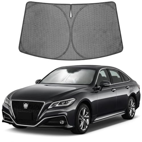 Image of Proadsy Windshield Sun Shade Custom Fit Toyota Crown 2023-2026 Ice Crystal Black Front Window Sunshade UV and Heat Blocker Foldable Visor Keeps Car Cooler for Summer Parking and Daily Use