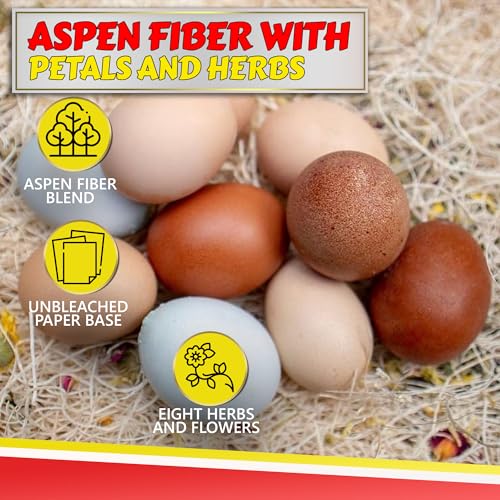 Chicken Nesting Pads with Aromatic Nest Herbs | Natural Excelsior Aspen Fiber Poultry Bedding | 13 x 13 Inches | Pack of 10