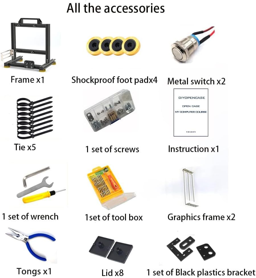 PC Creative Assembly Frame Test Bench, Open Air Frame Case, DIY Computer Motherboard Case Rack, ITX ATX ATX Open Aluminum Frame Chassis (EATX)