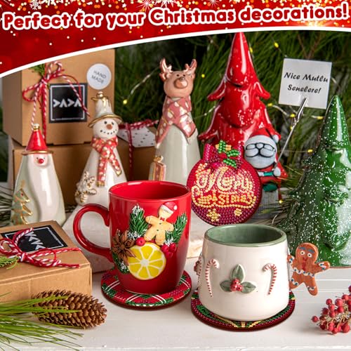 Sous-verres de Noël classiques lot de 12 avec support en métal