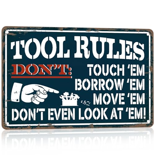 Funny Tool Rules Signs Vintage Metal Garage Signs Don't Touch My Tools Sign