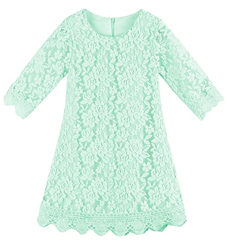 Little Girls Dress Vintage Lace Tutu Tulle Dresses For Wedding Party Easter Pageant Sleeveless Ball Gowns Ruffle Spring Special Occasion Knee Length (Blue Green160) 8-9 Years #TOP9