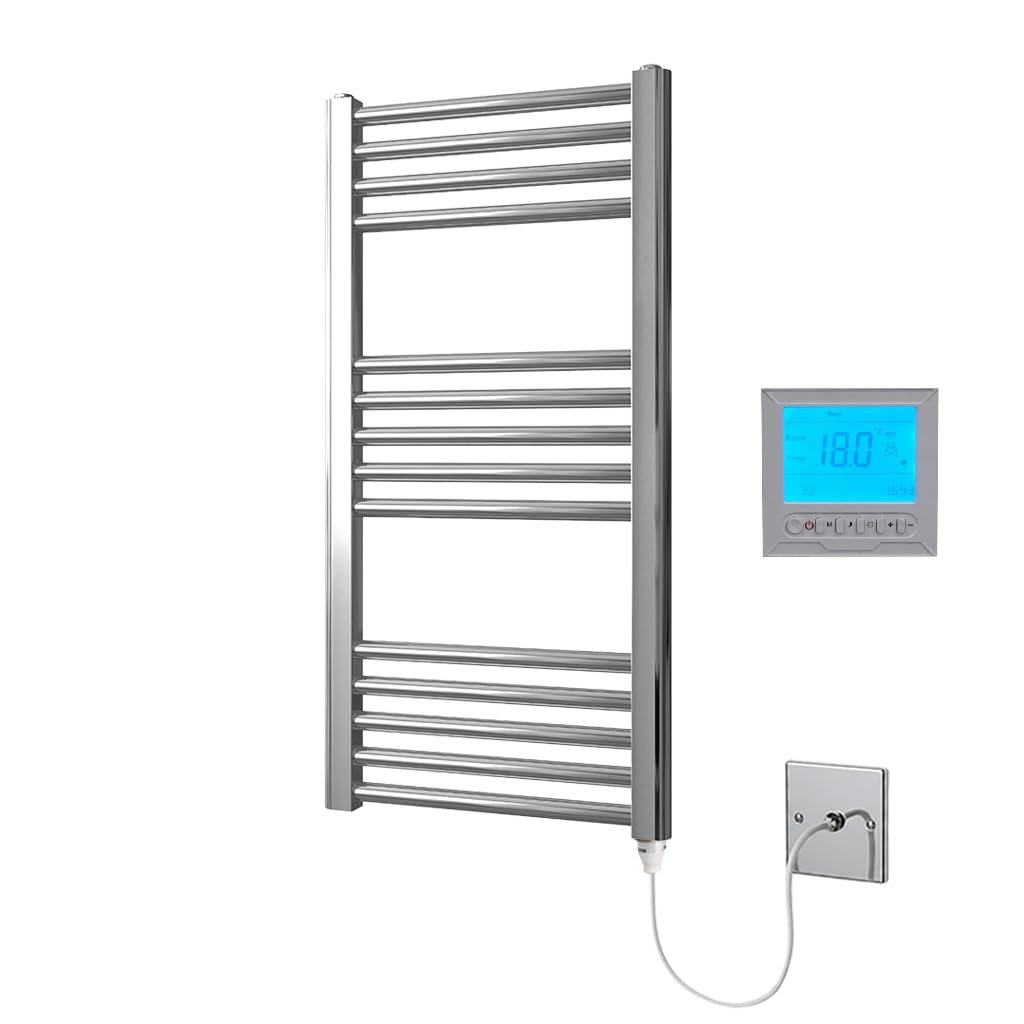 Toallero eléctrico Cromado 400W x 800H + Temporizador y termostato de baño