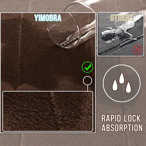 Image of Yimobra U-Shaped Toilet Bath Mat Set 2 Piece - Super Soft Absorbent Quick Dry Memory Foam Bathroom Rugs, Machine Washable Non Slip Floor Carpet for Tub Shower & Single Sink (17x24 & 24x20, Brown)