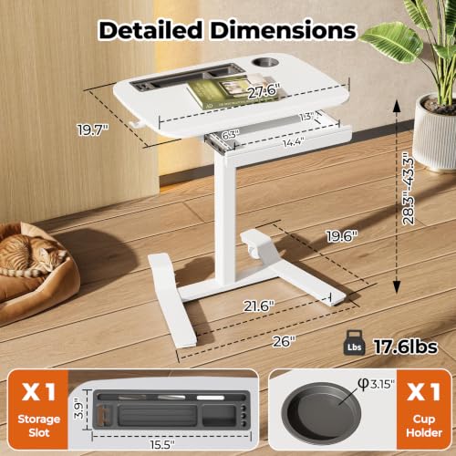 Image of JOY worker Rolling Desk Adjustable Height, Mobile Standing Desk with Drawer