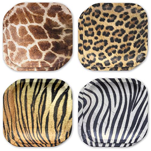 Havercamp Dschungel-Safari-Partyteller, 24 große Pappteller. Authentisches, lebensechtes Dschungeltier. Fotorealistische Details von Leoparden, Tiger, Giraffe und Zebra Cover