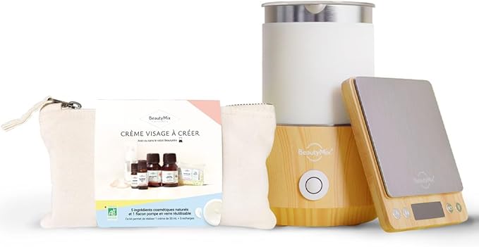 Pack Robot BeautyMix + la trousse découverte - Créez vos premières crèmes ! A réaliser avec le Robot BeautyMix - Permet de réaliser 3 produits : crèmes pour le visage, pour les mains et démaquillant