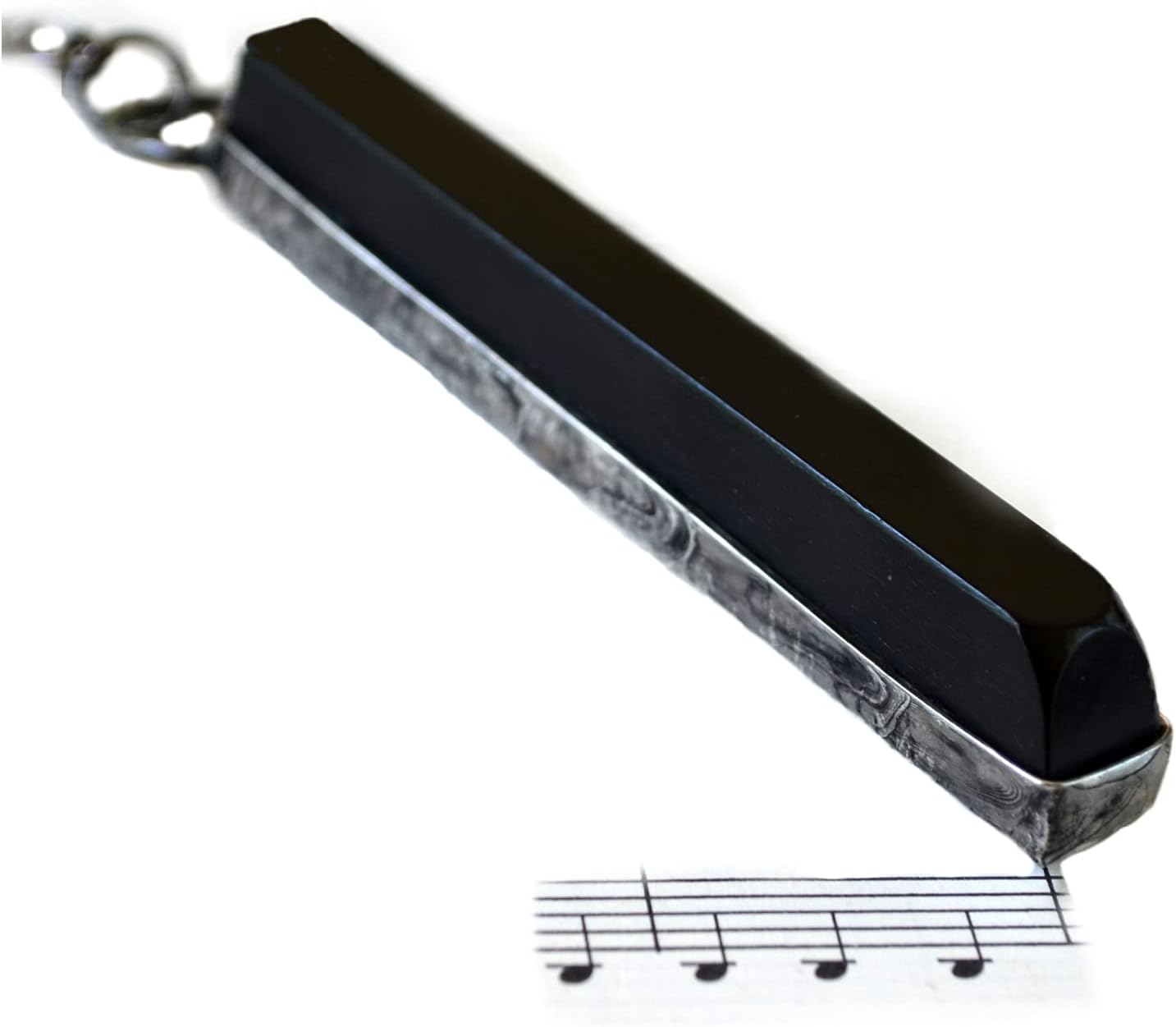 BGA Handmade Antique Piano Key Necklace Real Repurposed 100 Year Old Ebony Flat PianoKey Artisan Upcycled Mixed Metals to Create Unisex Pendant Unique Jewelry Gift for Musician Pianist Music Teacher