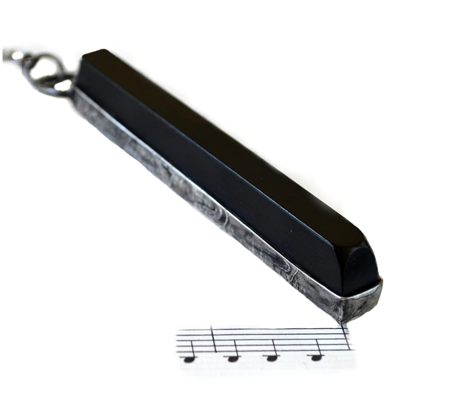 Piano Key Necklace, 100 Year Old Antique Piano Key, Real Ebony Wood, Sharp Key Repurposed into a Unique Jewelry Gift for Musician, Pianist, Music Teacher, Artisan Hand Crafted by Bayou Glass Arts(28)