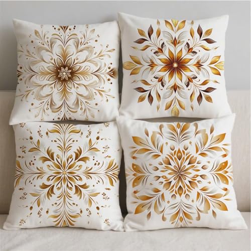 Housse coussin extérieur bohème aspect lin haut de gamme avec impression double face durable - 3