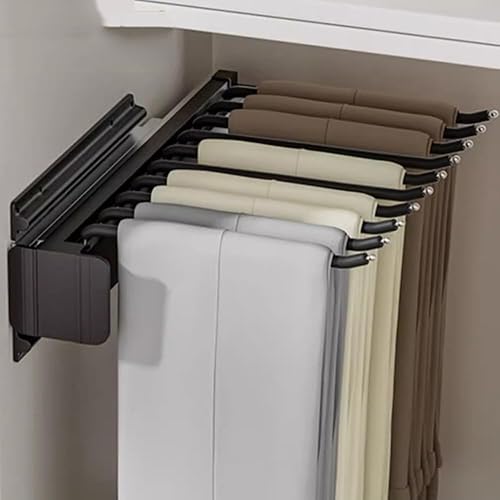 NILZA Perchero extraíble para pantalones que ahorran espacio, perchas retráctiles para armario, colgador de pantalones con 10 brazos para colgar