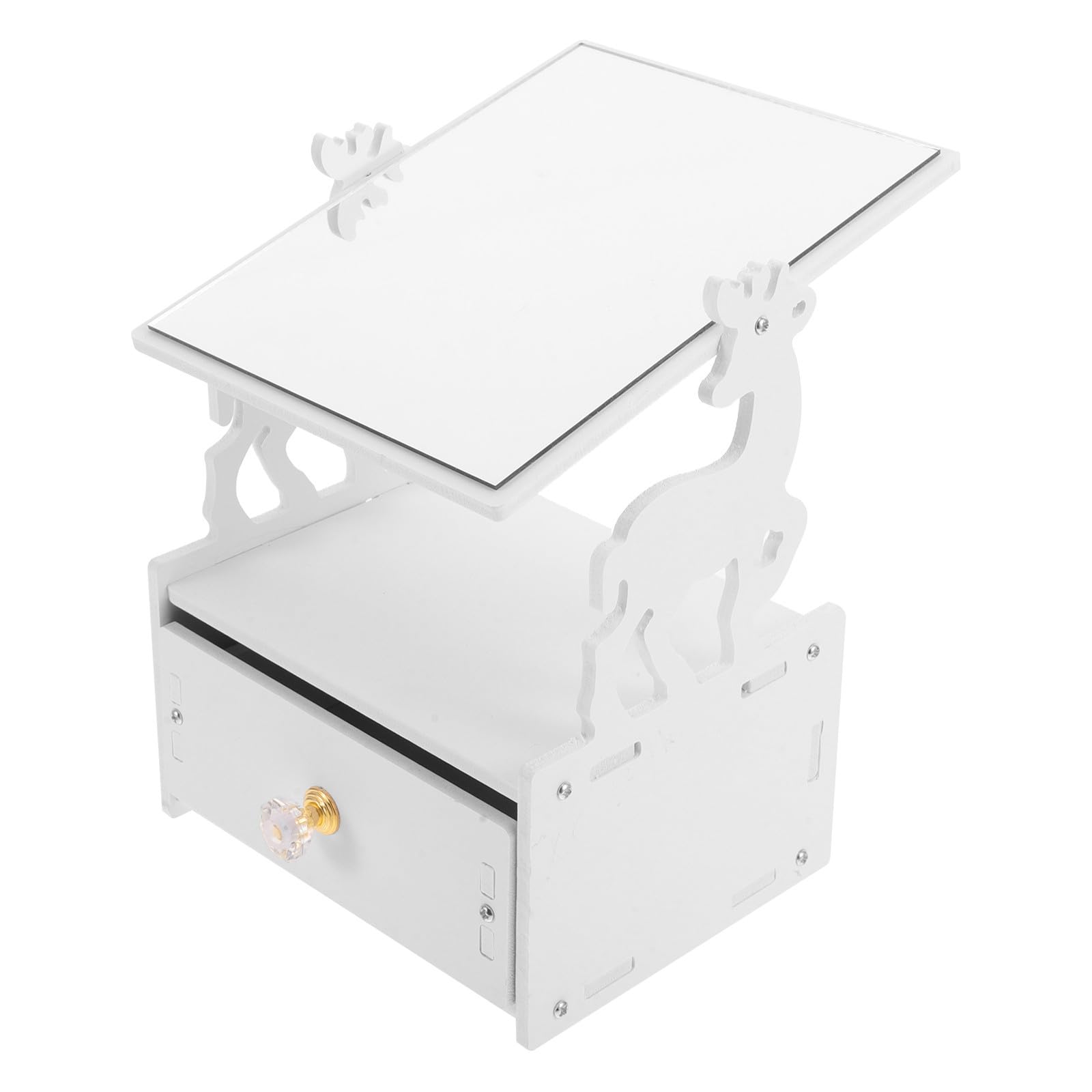 FRCOLOR 3 Pezzi Organizer da Scrivania con Specchio, Bianco, Compatto in