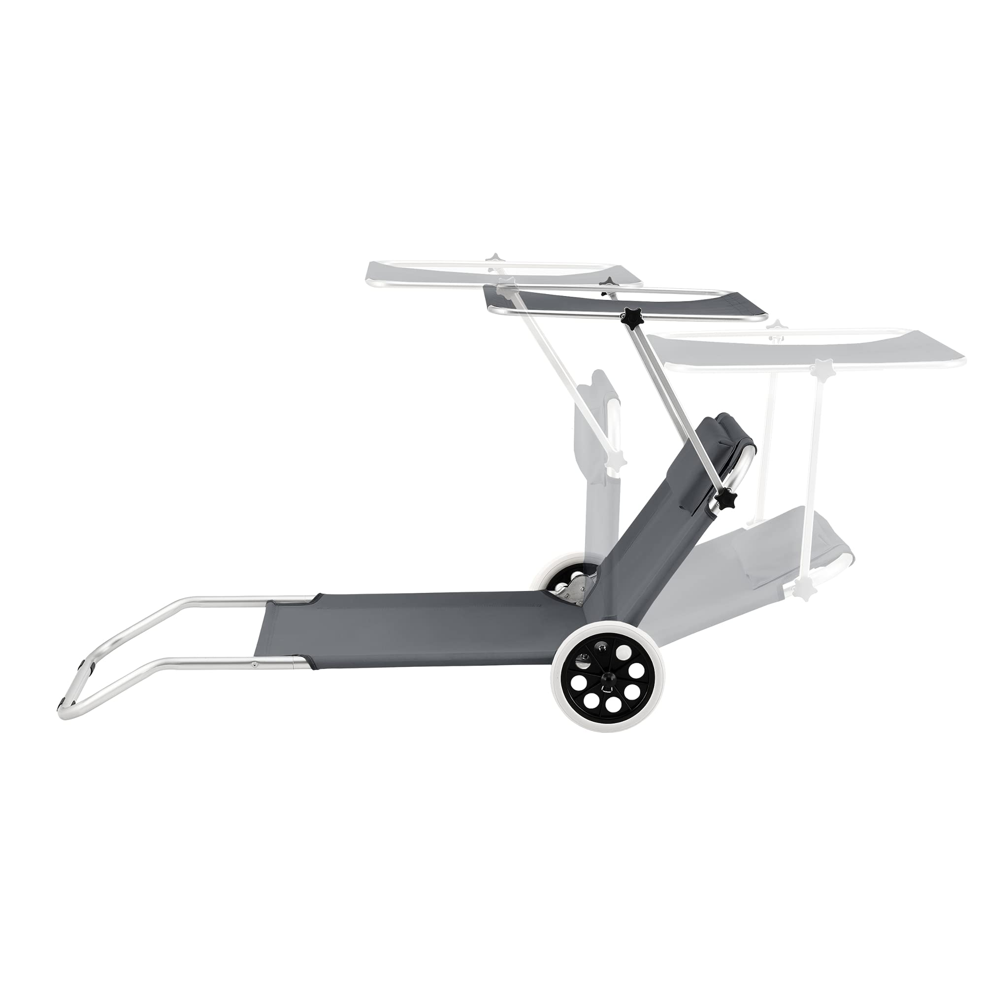 [en.casa] Sonnenliege Lazkano mit Rollen 150x62cm Gartenliege Liege Strandliege Aluminium Dunkelgrau