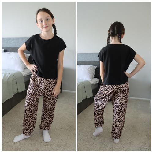 Image of Arshiner Girls Clothes 2 Piece Summer Outfits Drop Shoulder Top Pullover Sweatpants Jogger Set Sweatsuits Tracksuits 6-14Y