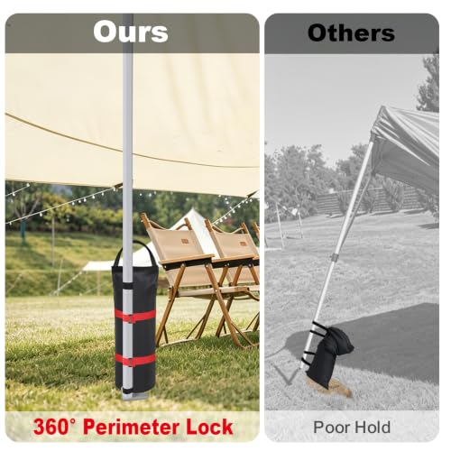 Image of Eurmax USA 160LBS 4-Pack Universal Canopy Weights, Secure Wind Protection to Prevent Tipping, Easy Wrap-Around Installation Heavy Duty Sandbags (Without Sand), Fits All Instant Shelter Legs,Black