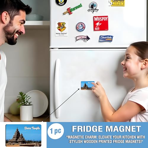 Image of Elegant Fridge Magnet with Themes |Rectangular Size Refrigerator Magnet with Magnetic Rubber Back | Pack of 1, 8.6cm X 5.4cm (Shore Temple)