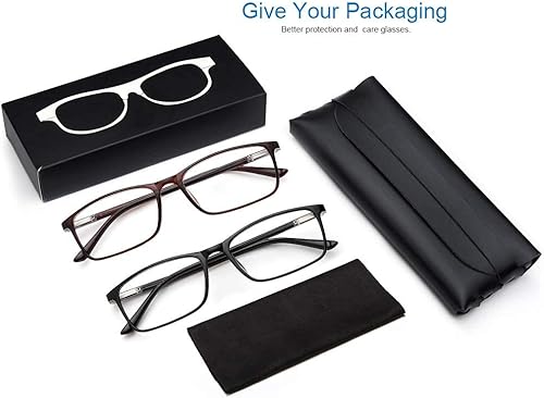 Miniatura 6 de Lentes de lectura con bloqueo de luz azul, paquete de 2 unidades para lectura de computadora, hombres y mujeres, bisagra de resorte negromarrón