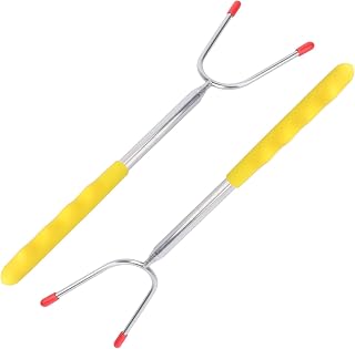 GANAZONO 2 Peças De Garfo De Churrasco De Aço Inoxidável Conjunto De Acampamento Conjunto De Placa De Acampamento Grelha Churrasco Kebab Espetos Garfos De Churrasco Aço Inoxidável Laranja