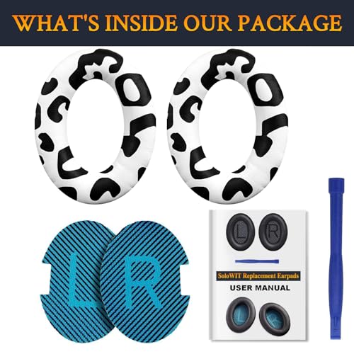 Image of SoloWIT Protein Leather Earpads Cushions for Bose Headphones, Replacement Ear Pads for Bose QuietComfort 15 QC15 QC25 QC2 QC35 /Ae2 Ae2i Ae2w /SoundTrue & SoundLink Around-Ear Series - Snow Leopard