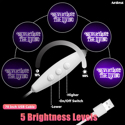 Image of Never Trust The Living Neon Sign Mysterious Purple LED Light for Room Wall Decor Halloween Party Chamber of Secrets Man Cave Room Gothic Letters Neon