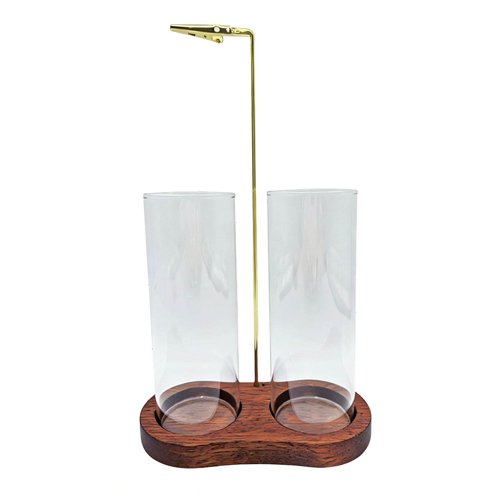 TQUXNGA Stylish 8 Shaped Wooden Base Dispenser with Double Glass Cups for Scent Distribution Feng Shui Scent Stove