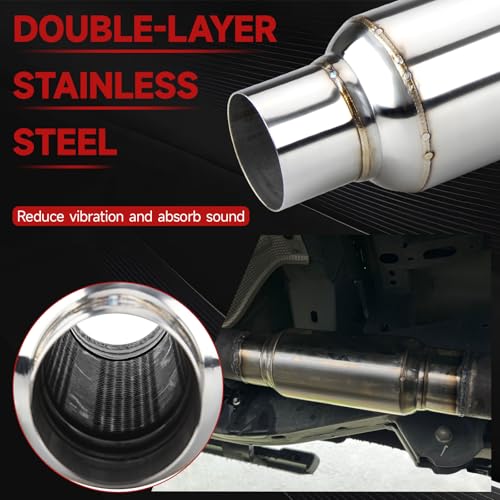 LCGP 2.5" inlet & outlet Universal Resonator, 16" Long Performance Muffler, Weld- On, Straight Through Design, Deep Tone by LCGP - Image 3