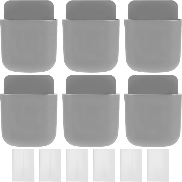 Remote Control Holder,Wall Mounted 6 Set Remote Control Holder Wall Mounted Phone Storage Box Organizer for Home Bedside School Use(Gray)