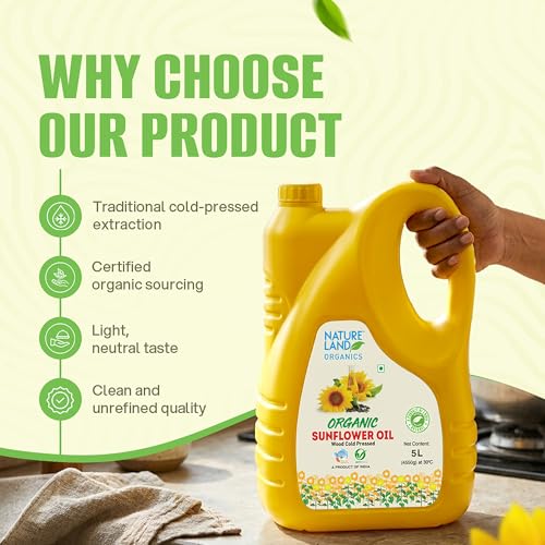 Image of Natureland Organics Sunflower Oil 5 Ltr - Cold Pressed