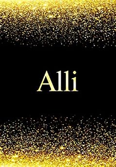 Alli Personalized Journal to Write In Notebook Printed Glitter Black and Gold , Notebook Journal 110 pages, 7x10 inch. Christmas gift , birthday gift idea