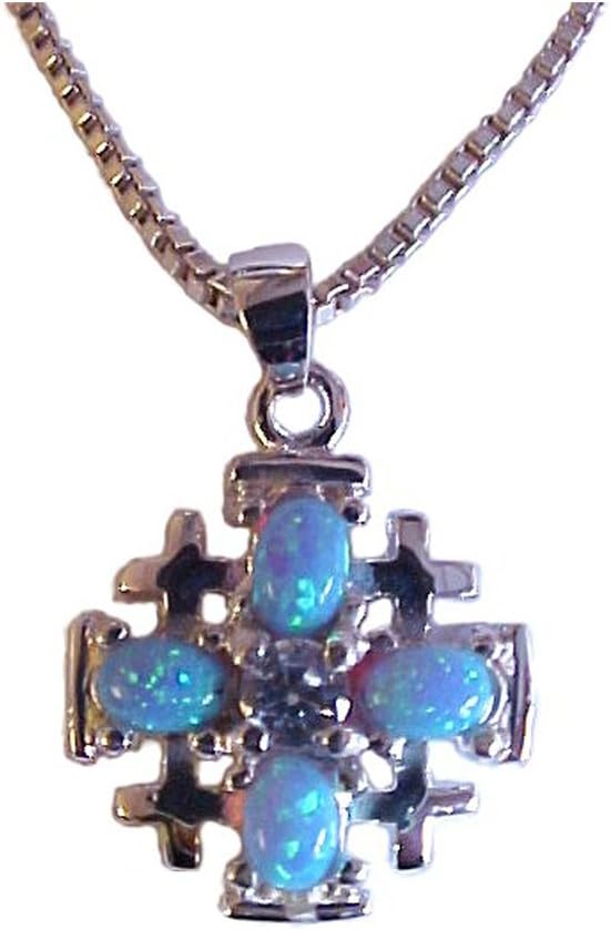 Wholesale Christian Gifts Jerusalem Cross with Opal Stones Necklace