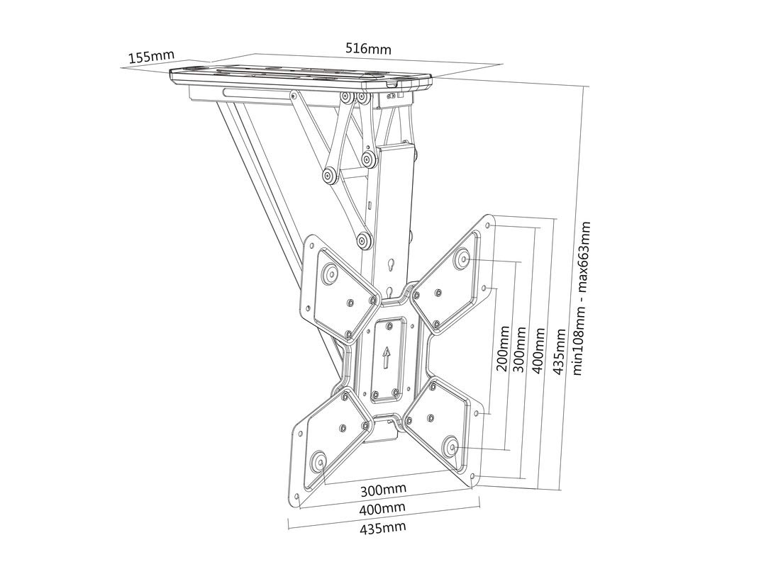 MULTIBRACKETS - Motor Ceiling Mount - Soporte TV de Techo Motorizado 32-55” con Mando RF – hasta 30 kg – VESA 100x100 a 400x400 – Soporte Televisión Eléctrico Abatible de Techo.