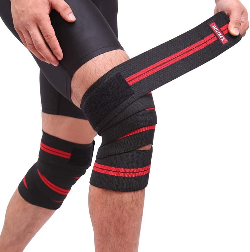 Fitness Knee Straps Bandages Elastic Squat Weightlifting Straps Knee Pads Outdoor Sports Training Gear-A pair
