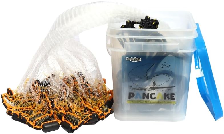 Pancake Cast Net – Heavy-Duty 1.0+ lb/ft Weights, 4ft to 12ft Radius, Multiple Mesh Sizes, Pro Grade, Freshwater & Saltwater