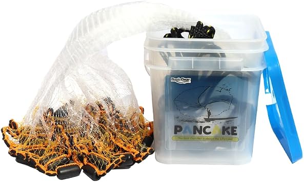 BasicGear Pancake Cast Net, 6-14ft Radius, 3/8, 1/4 & More Meshes, Lead