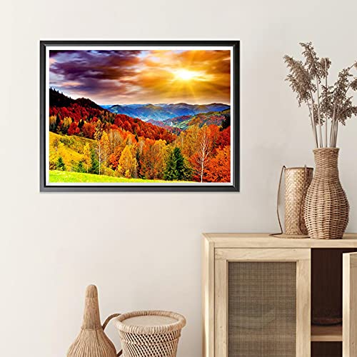 HIMBIU 5D Diamond Painting Kits Volledige Boor Zonsondergang Bos, Landschap Strass Borduurwerk Schilderij Kits, Arts… - Image 4