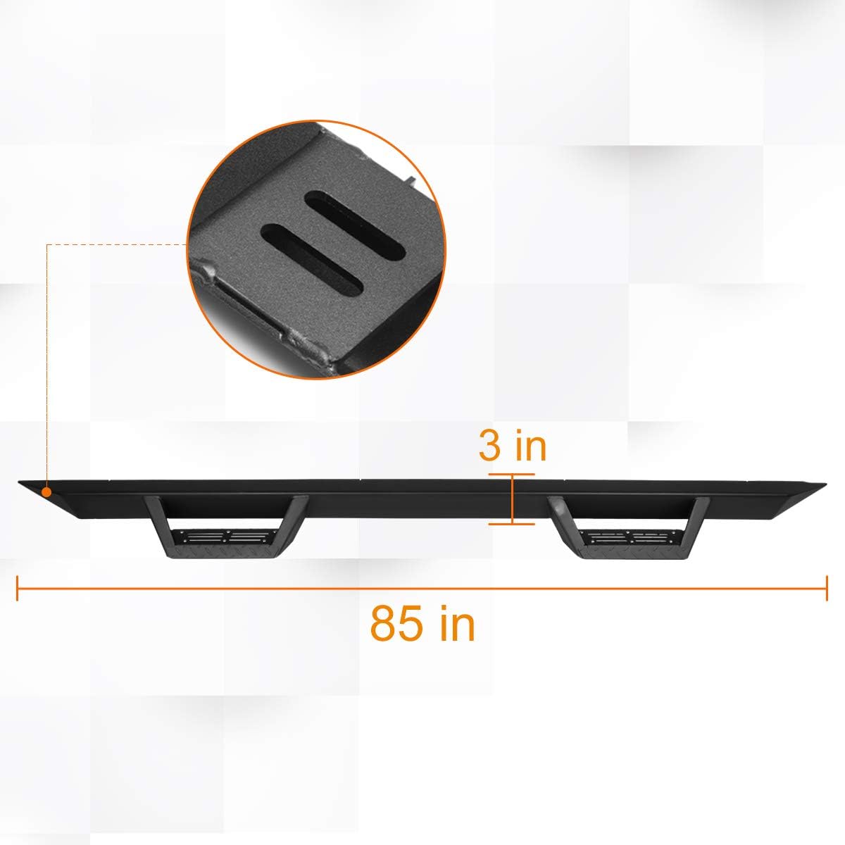 (2Pcs) 3 Inch Black Aluminum Nerf Step Bars Side Steps with Down Step Pad Compatible with 15-24 Chevy Colorado GMC Canyon Extended Cab