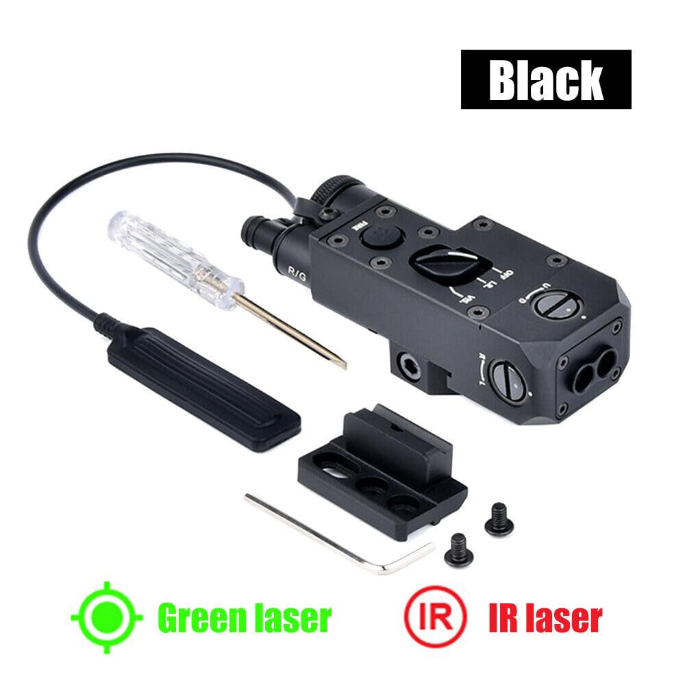 Metal CQL-1 Box Aiming Laser Sight Indicator, with Green Laser & IR Laser & Side M300 M600 Flashlight Mount & Modular Remote Pressure Switch, Black